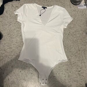 White v neck bodysuit